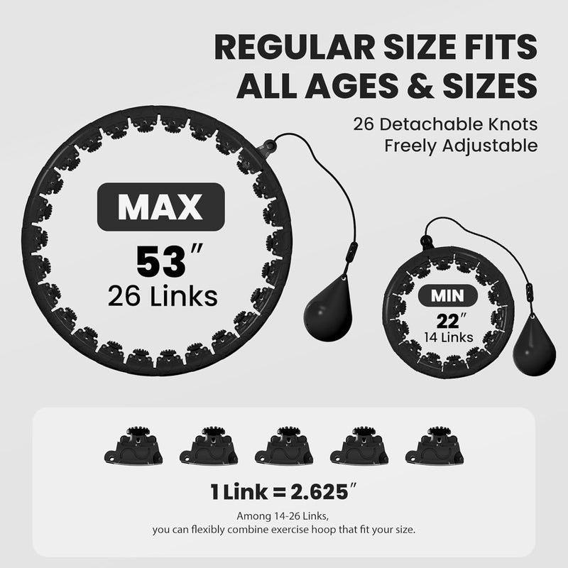 Fikswe Weighted Infinity Exercise Hoop - 64in 30 Links Smart Hoop for Adult Weight Loss, Plus Size Low-Impact Fitness Hoop for Beginners & Women​ - Image 2